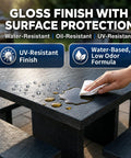 Slick Wet Look Stone Sealer Hella Durable Water Based Color Enhancer For Outdoor Pavers Concrete Patio Driveway Brick Masonry Rock Solid Finish In One Full Gallon application on a textured table surface.