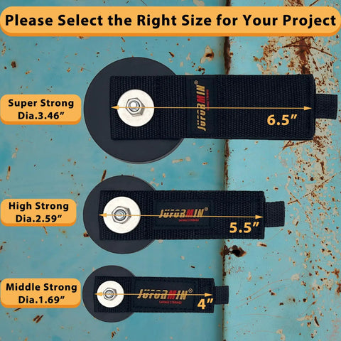 Heavy Duty Magnetic Hooks Set With Rubber Coated Magnets And Strong Straps, Magnetic Garage Tool Holders For Cables, Extension Cords, Rope And Wire, No Drill Install, Durable Garage Organization For Workshop RV And Trucks, 4 Pack
