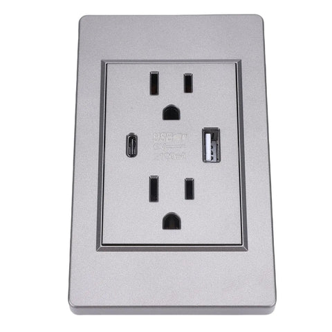 Top Notch 15 Amp Wall Outlet Featuring Dual USB And Type C Charging Ports For Zero Dongle Drama Flame Retardant PC Faceplate Receptacle.