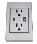 Slick Wall Outlet With Rapid Usb And Type C Ports 15 Amp Electrical Receptacle Tough Pc Flame Resistant Plate