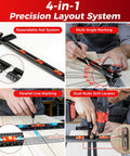 30 Inch Adjustable T Square Marking Ruler For Cabinet Hardware DIY Woodworking Guide Aluminum Layout And Precise Drilling Positioning For Handles Knobs Pulls Hinges Drawers And Shelf Installations, with multi-angle marking and expandable rail system displayed.