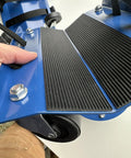 Close-up of Heavy Duty 3 Piece Snowmobile Dolly Set rubber pads and swivel caster for 1500 Lb capacity moving sleds.