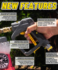 Person holding Snubby Pressure Washer Gun With Foam Cannon Attachment For Thick Clinging Foam Short Handle Design