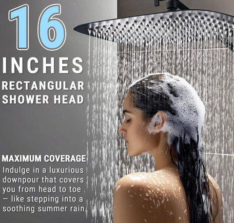 Premium 16 Inch All Metal Rain Shower Head With Handheld Combo In Matte Black Brings Major Spa Energy With Heavy Duty Flow And Wide Full Body Coverage For Maximum Chill After A Grind