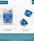 Oversized 8-Sided Wooden Dice Set For Outdoor Adventures With Directional And Number Dice in packaging and display