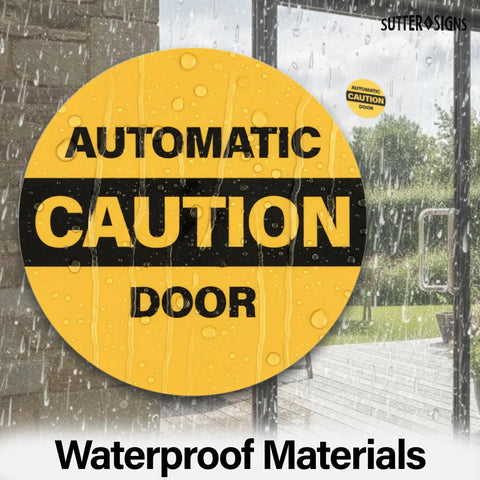 Two Pack Caution Automatic Door Stickers For Sliding Glass Doors Double Sided Weatherproof Vinyl Safety Decals 6 Inch Diameter