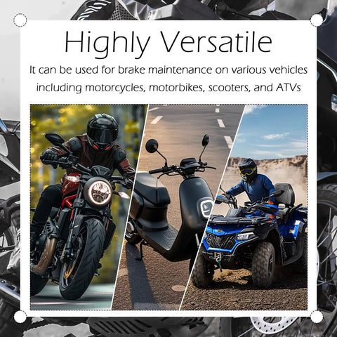 Highly versatile image showing motorcycles, scooters, and ATVs for brake maintenance using the Two Pack Brake Bleeder Kit With One Hundred Ml Syringe And Precision Anti Backflow Valve For Smooth Hydraulic Fluid Extraction Quick Diy Garage Fixes Goes Down Smooth And Tight.
