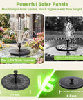 3.5W Solar Fountain Pump With Built In 1500mAh Battery, Bird Bath Fountain With 6 Nozzles, Floating Solar Water Pump For Bird Bath