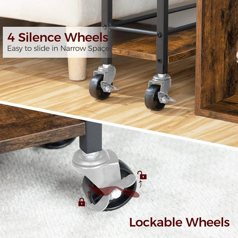 Slim Rolling Cart On Wheels For Small Spaces Mobile Kitchen Cart With Narrow Design featuring durable lockable wheels