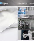 4x4 Cleanroom Polyester Wipers 400 Pack Lint Free Cloths Laser Sealed Edges shown with cleanroom scene