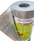 Rock Solid Reflective Insulation Roll 3mm Foam Core showing reflective surface for attics, 24 inches by 10 feet, easy DIY install.
