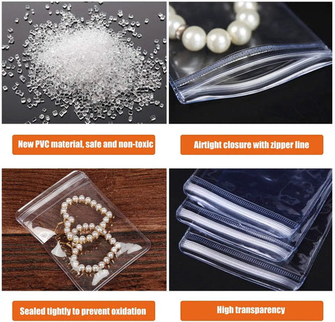 Clear Jewelry Zipper Bags For Packaging Rings And Earrings, Anti Tarnish And Waterproof, Transparent Poly Pouches