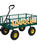Heavy Duty 1000 Lb Capacity Mesh Steel Garden Cart With 10 In Flat Free Wheels, Folding Utility Wagon with removable mesh sides