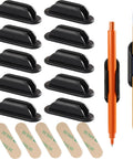 10 Pack Adhesive Silicone Pencil Holders For Desk, Wall, Clipboard And Laptop With 15 Upgraded Sticky Pads, Rugged Grip