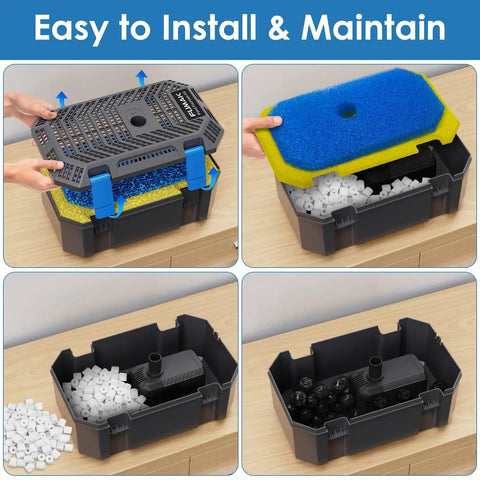 All In One Pond Fountain Kit With 3 Spray Heads And 400 GPH Pump, 4 Stage Filtration For 200 To 350 Gallon Ponds assembly guide