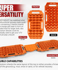Extendable Offroad Traction Tracks With Jack Base Multifunction Recovery Mat For Snow Mud Sand Twin Pad Design For 4x4 SUV ATV UTV Truck Orange Gen 8 with front and back view