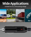 Heavy Duty Slick Road Ready DC Power Cable For Starlink Mini Featuring Direct Cigarette Lighter Adapter suitable for cars, trailers, trucks, boats.