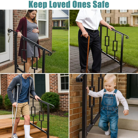 Real Steel Wrought Iron Handrail For Outdoor Steps Heavy Galvanized Vertical Railing assisting diverse users safely.