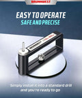 Adjustable Sheet Metal Hole Cutter With Two Extra Bits for clean 2 to 12 inch circular cuts, shown with drill compatibility.