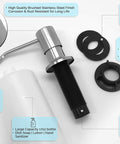 Top Fill Built In Soap Dispenser For Kitchen And Bath Stainless Steel 17 Oz Bottle Capacity Long 3 Inch Nozzle Check Valve Keeps Prime Satin Finish Easy Refills From The Top, components displayed.