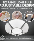 Hex Bulb 144 LED E26 Garage Light Six Panel Deformable Shop Ceiling Light installation and adjustable hex panels.