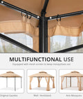 Patio Gazebo Mosquito Netting Screen Walls Beige For 10x10 Gazebos No Fuss Setup Mesh Panels Keeps Bugs Out Letting Fresh Air In
