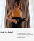 Woman wearing Venom 2 Back Wrap With Next Level Heat And Vibration For Fast Pain Relief Soreness And Inflammation, HyperHeat Technology