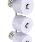 Que Collection 3 Roll Glass Shelf Toilet Paper Holder in satin nickel with concealed mount solid brass, sleek design, easy install.
