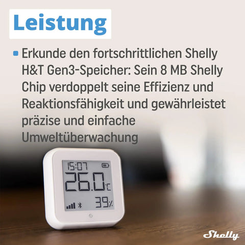 Gen3 White Smart WiFi And Bluetooth Temperature And Humidity Sensor With Quick Response, Low Power Draw, Type C USB, E Paper Display, Your Home Automation Sidekick For Real Time Indoor Climate Tracking, shown on a table