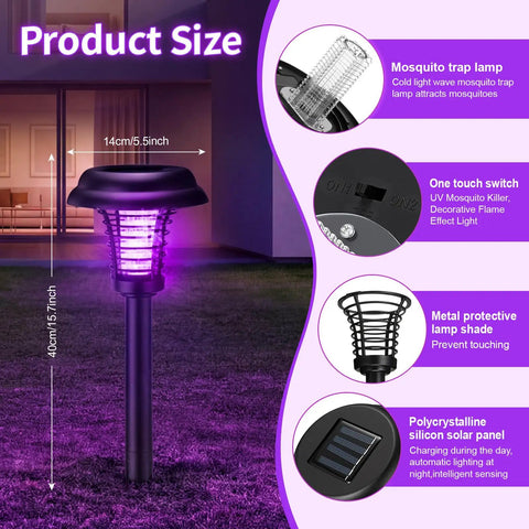 Four Pack Solar Bug Zapper Outdoor Waterproof Mosquito Killer Lights For Moths Gnats Flies And Other Small Flying Insects