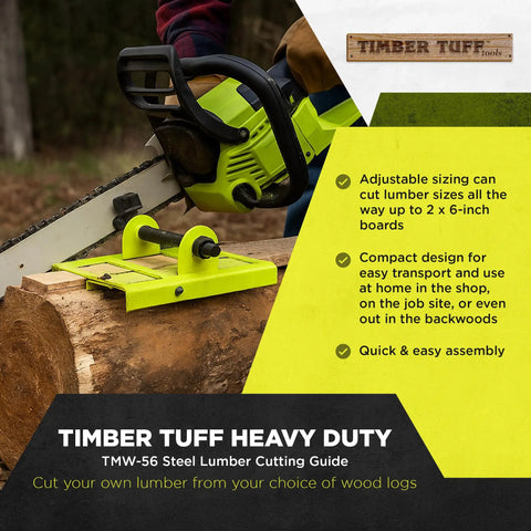 Chainsaw Lumber Cutting Guide Steel Portable Sawmill Tool With Compact Carry Adjustable Up To 2x6 Inches Boards DIY Wood Cutting