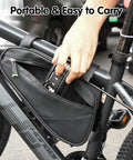 16 In 1 Bike Multitool For On The Go Repairs Portable Folding Bicycle Tool Kit being placed in bike bag