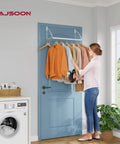 Over The Door Hanger Expandable And Adjustable Space Saving Coat And Towel Rack That Fits Doors Up To One And Three Quarters Inches Metal White Heavy Duty Door Organizer For Bathroom Bedroom Laundry And Hallway