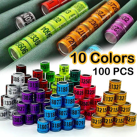 100Pcs Multicolor Aluminum Pigeon Leg Rings For Easy Identification And Training Birds Foot Bands With Comfortable Ergonomic