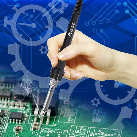 Using Digital Soldering Station Kit With Helping Hands, 60W Power to solder circuit board.
