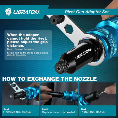 Drill To Rivet Gun Adapter For Electric Drill Turn Your Drill Into A Pop Riveter With A Grip And Vertical Handle No Pneumatic Tool Needed DIY Friendly Fits Three Thirty Second One Eighth Five Thirty Second And Three Sixteenth Inch Rivets