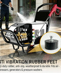 Heavy Duty Anti Vibration Rubber Feet Bumper Pads Three Quarters By One Inch Half Wide Four Pack with stainless steel hardware under a pressure washer.