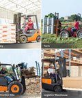 Heavy Duty 48 Inch Clamp On Pallet Forks For Tractor Bucket Debris Forks used in factory, farm, construction, and warehouse