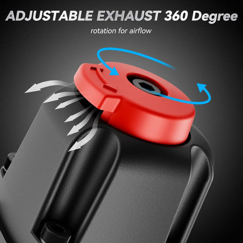 Close-up of adjustable exhaust on Heavy Duty Pneumatic Nail Gun And Nail Remover With Extra Driver And Bumper, 360-degree rotation