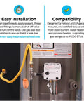 Installation instructions and compatibility details for 72 Inch Flexible Gas Line Connector With Three Eighth Inch OD And Three Quarter By One Half Inch MIP Fittings For Natural Gas And Propane Stainless Steel Yellow Great For Grills Fireplaces Heaters Dryers And Gas Logs