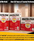Pro Level Closed Cell Spray Foam Insulation Kit With 15 Ft Hose And Four Heavy Duty Cans on display with packaging details.