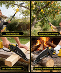 Cordless Pole Saw 4-In-1 with Dual 6-Inch and 8-Inch Bars and 180 Degree Rotatable Trimmer in outdoor use