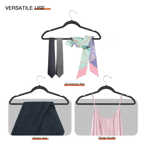 Heavy Duty Black Velvet Hangers 60 Pack Slim Space Saving Closet Organizers With Non Slip Grip And Smooth Rotating Silver Hooks For Rock Solid Wardrobe Storage And Closet Setup