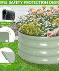 Raised Garden Beds Kit With Galvanized Planter Boxes 4x2x1 Ft Oval Outdoor Bed For Vegetables Fruits Flowers Herbs Includes Protective Tape Gloves And Tools Safe Foldable Edge Reinforced Durable Design