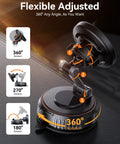 MagSafe Car Mount with Ultra Strong Vacuum Suction Base and 360 Degree Rotating Dashboard and Windshield Holder flexibility diagram