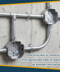 Installed 4x4 Inch Octagon Electrical Box With Cover For Ceiling Or Wall Install, Built Tough Galvanized Steel Junction Box