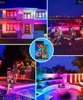 Outdoor Waterproof LED Strip Lights 100 Ft RGB Color Changing With Music Sync IP65 illuminates balcony, pool, backyard, rooftop areas