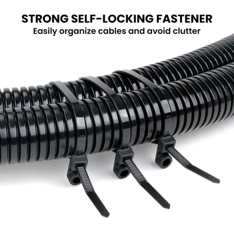Beefy Heavy Duty Zip Ties With Screw Hole For Mounting 75 Lb Tensile Strength Seven And A Half Inch Indoor Outdoor Nylon Cable Ties bundling cables