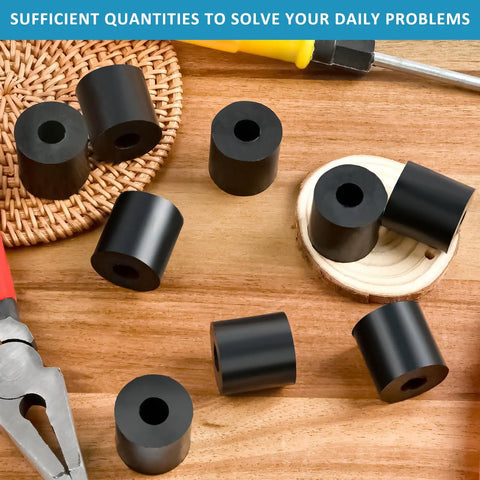 20 Piece Multi Use Rubber Spacers Set One Inch Outer Diameter Three Eighth Inch Inner Diameter One Inch Thick Anti Vibration Neoprene Bushings Tear Resistant Black Washers For Everyday Home And Car Fixups black neoprene spacers on wood