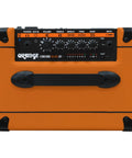 Front view of Crush Bass 25 Watt 8 Inch Bass Amp And Speaker Combo With Analog Signal Path Three Band EQ, orange color.